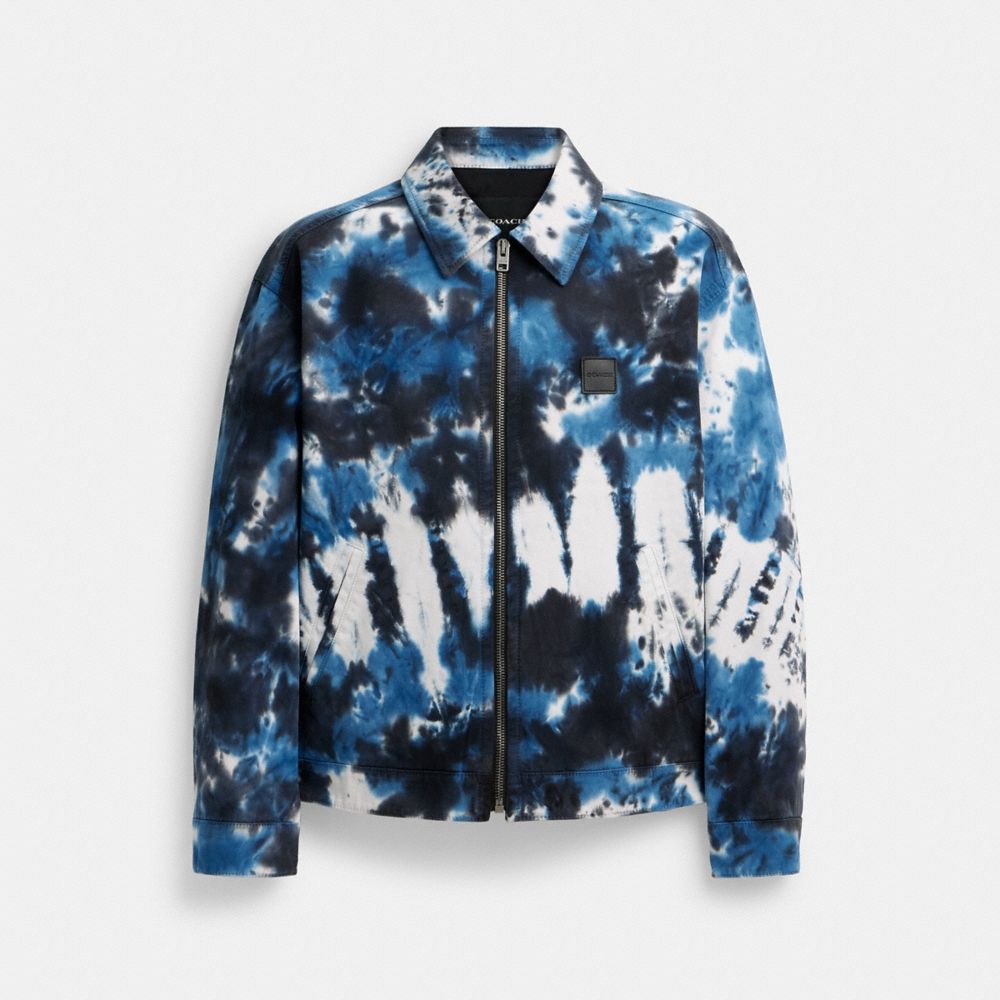 Shop Coach Outlet Tie Dye Lightweight Jacket In Regenerative Cotton In Blue