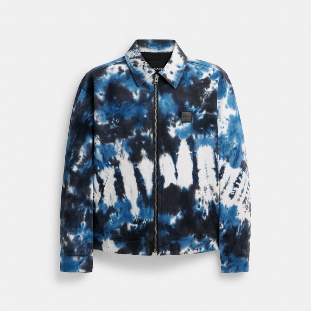 COACH®,TIE-DYE LIGHTWEIGHT JACKET IN REGENERATIVE COTTON,Navy,Front View