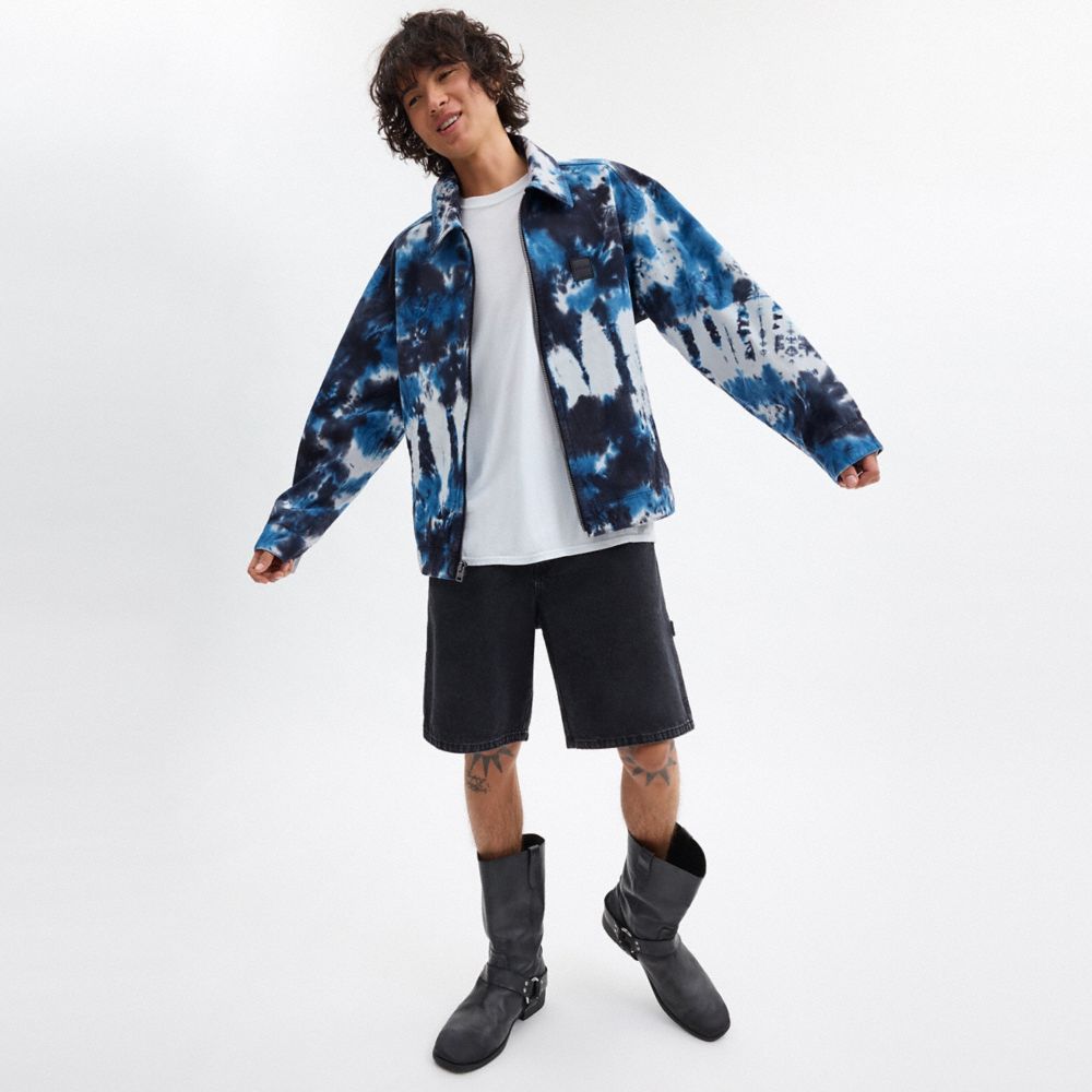 COACH®,TIE-DYE LIGHTWEIGHT JACKET IN REGENERATIVE COTTON,Organic Cotton,Navy,Scale View