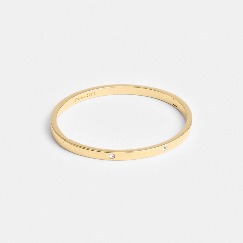 COACH®,STONE HINGED BANGLE,Gold,Front View