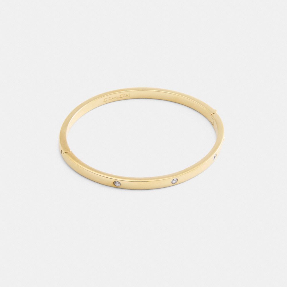 COACH®,STONE HINGED BANGLE,Gold,Front View