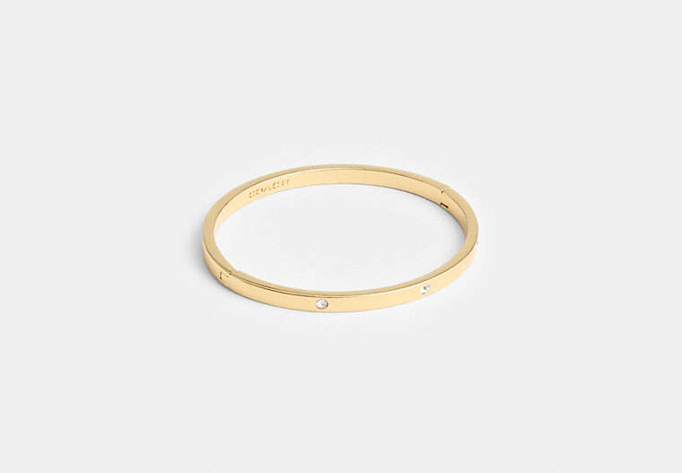 COACH®,STONE HINGED BANGLE,Metal,Gold,Front View image number 0
