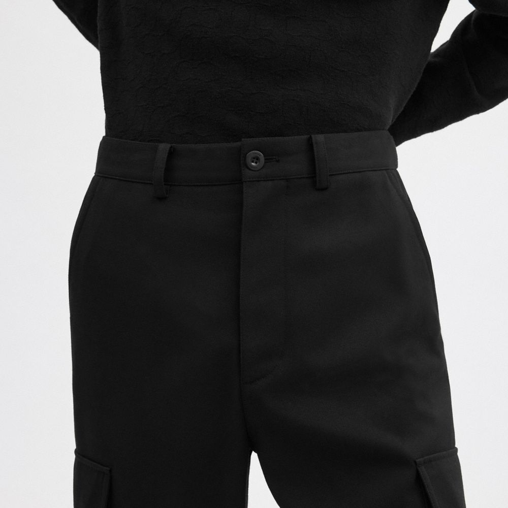 COACH®,Tailored Pants,Trouser,Straight,Cargo,No Embellishment,Casual,Black,Detail View
