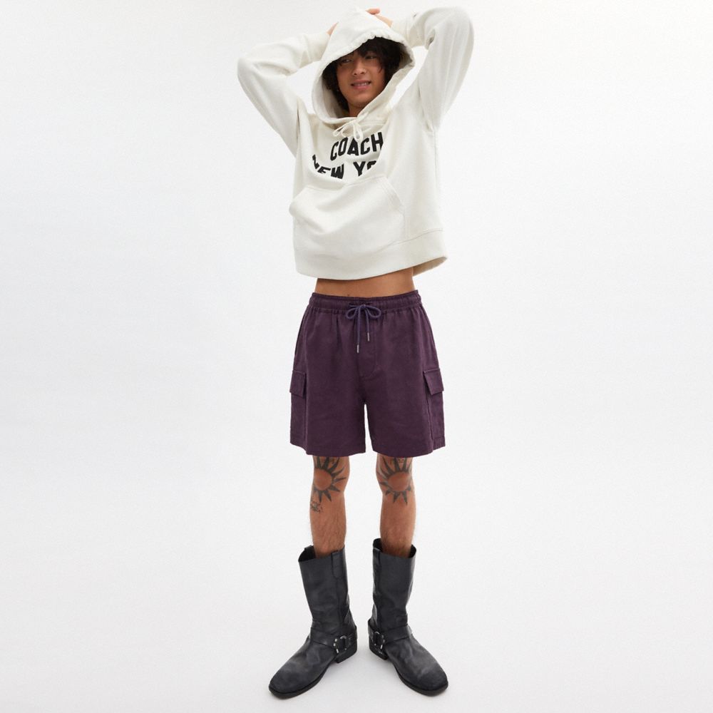 COACH®,Signature Shorts In Organic Cotton,Cotton,Cargo,Drawstring,Eco-Friendly,Casual,Purple,Scale View