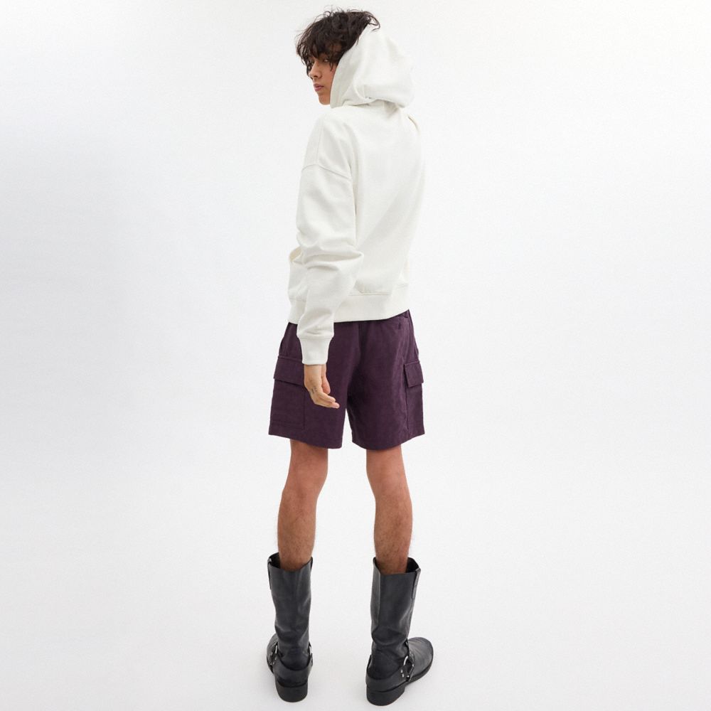 COACH®,Signature Shorts In Organic Cotton,Cotton,Cargo,Drawstring,Eco-Friendly,Casual,Purple,Scale View