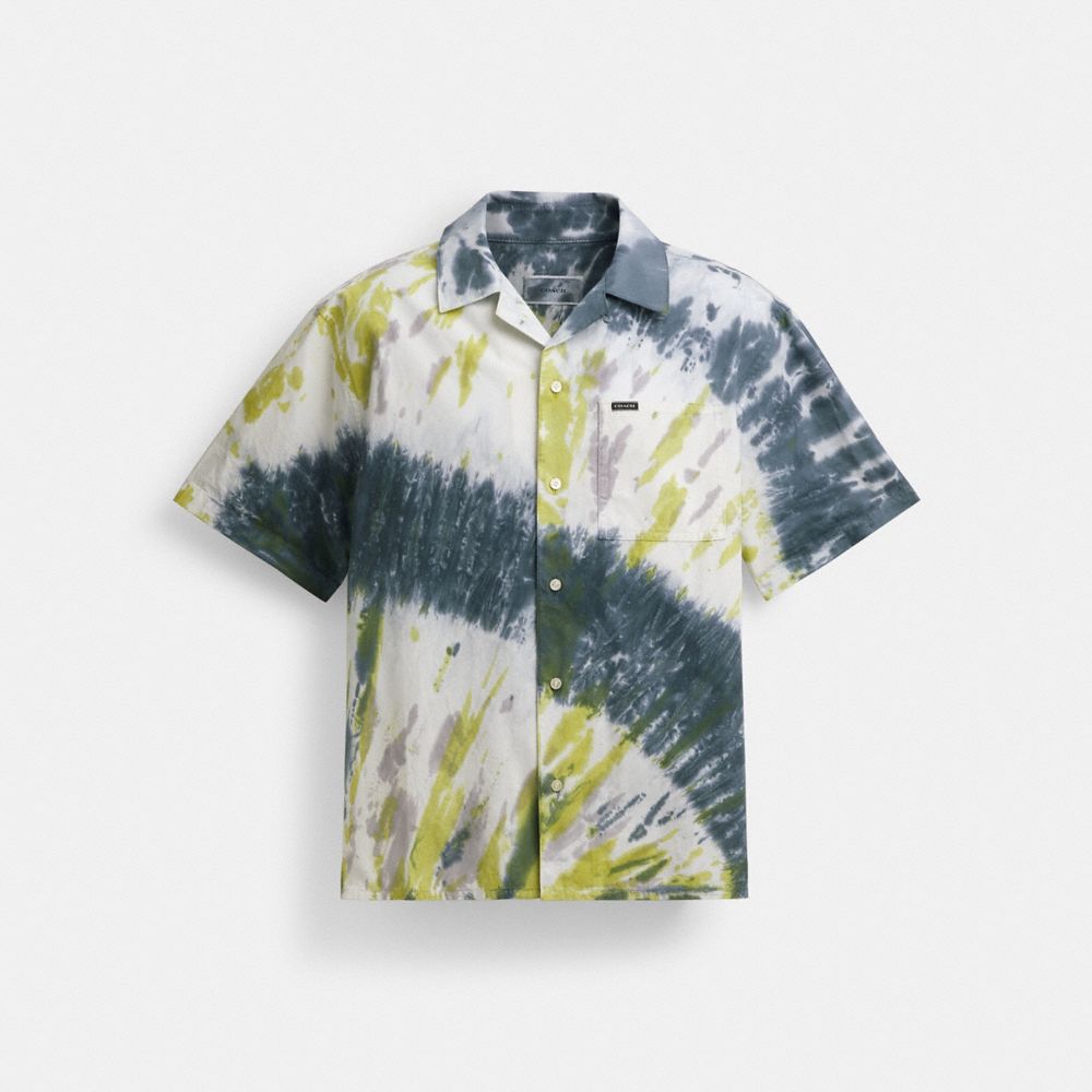 COACH®,TIE-DYE SHIRT IN ORGANIC COTTON,Yellow,Front View