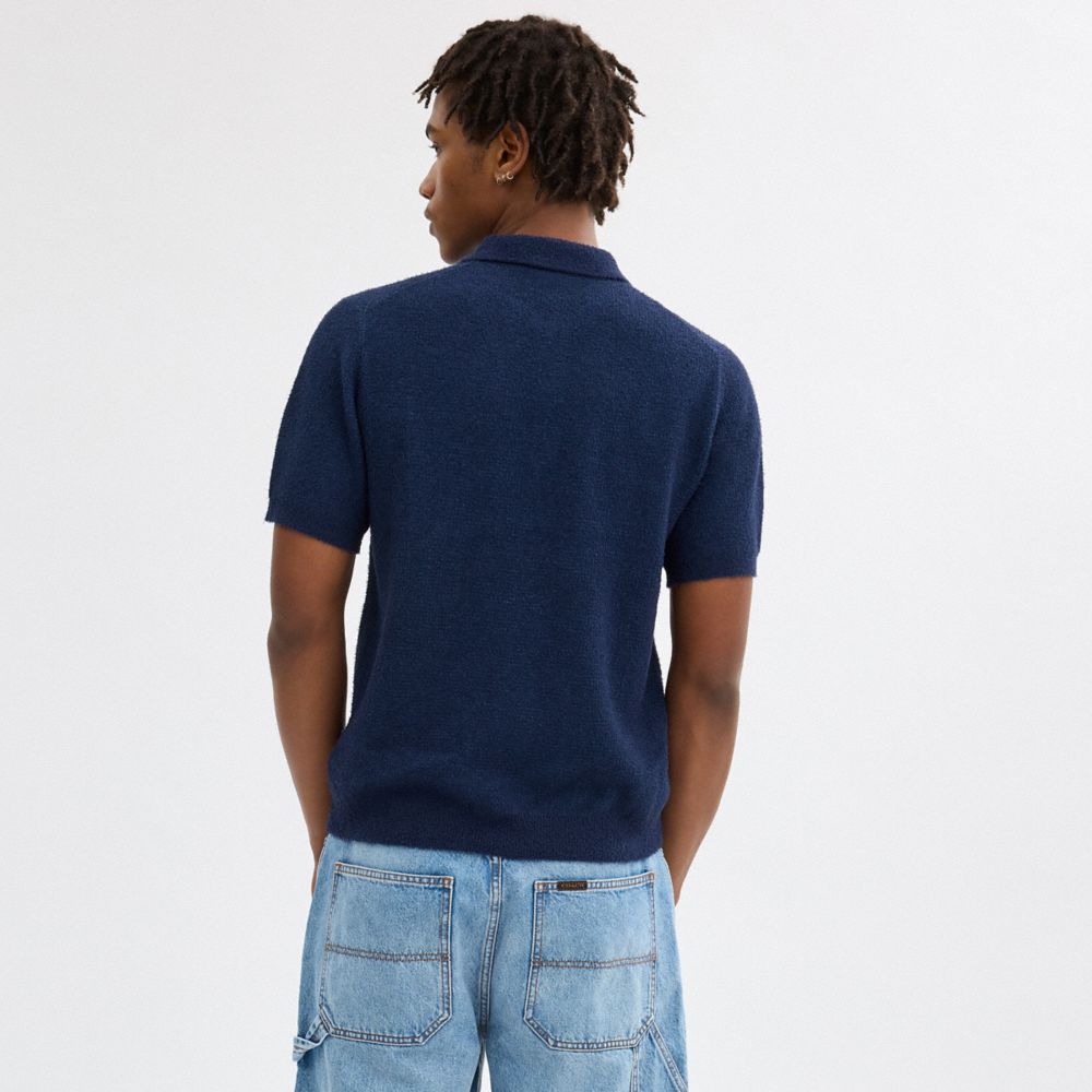 COACH®,POLO EN TRICOT,Coton,Bleu marine,Scale View