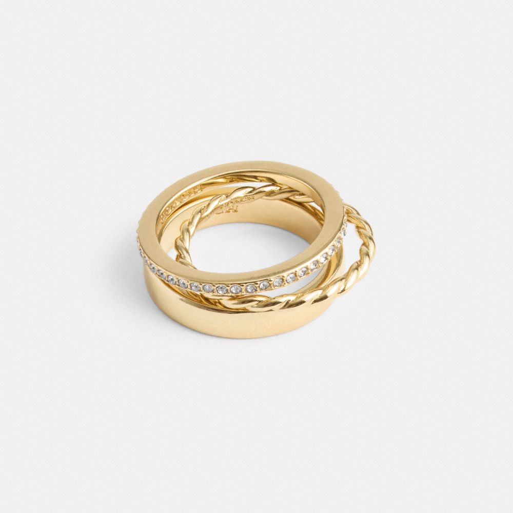 COACH®,DELICATE RING SET,Gold,Front View