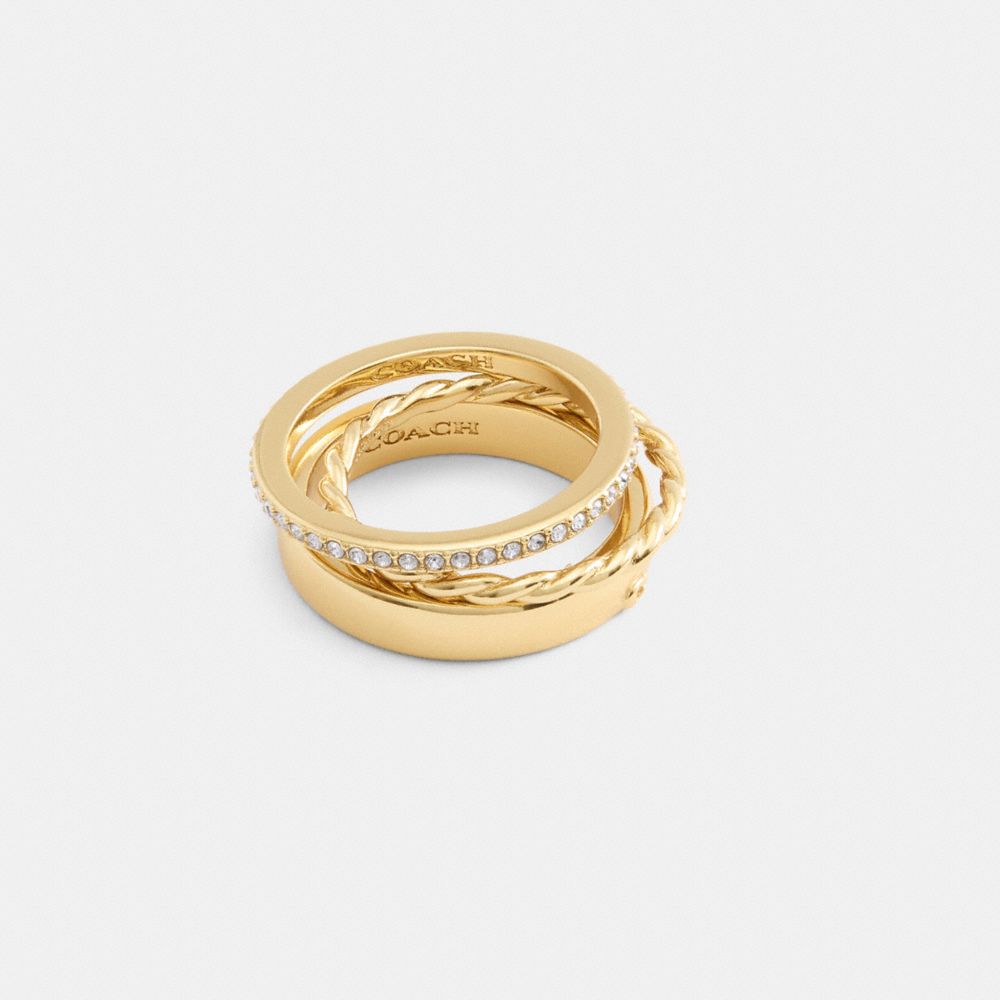 COACH®,DELICATE RING SET,Gold,Front View