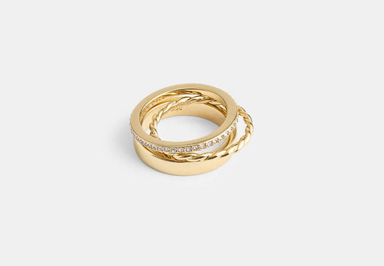 COACH®,DELICATE RING SET,Metal,Gold,Front View