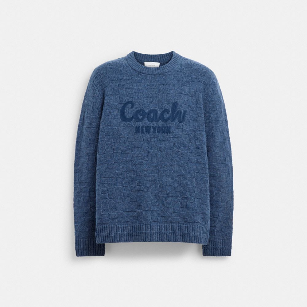 COACH®,シグネチャー ニット クルーネック,トップス＆ボトムス,ｲﾝﾃﾞｨｺﾞ ﾌﾞﾙｰ