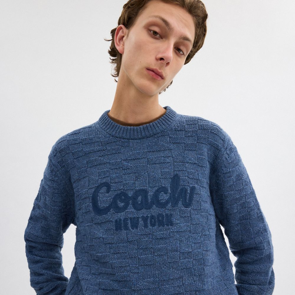 Coach men navy blue small sweater light selling signal design