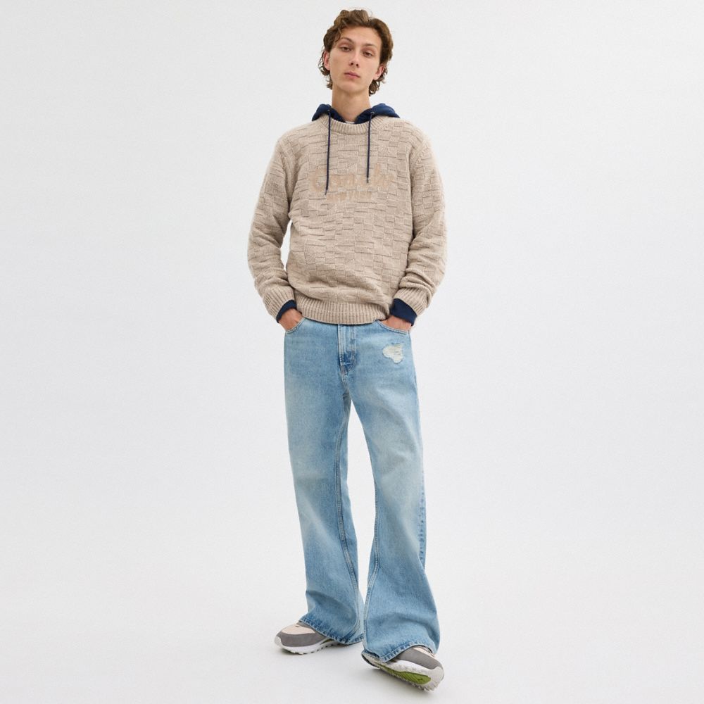 COACH®,Signature Knit Crewneck,Sweater,Pullover,No Embellishment,Casual,Beige,Scale View