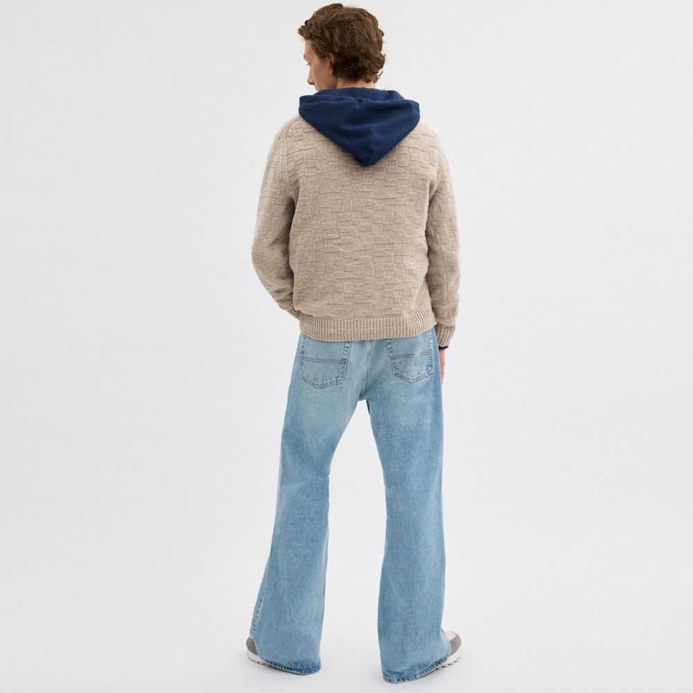 COACH®,Signature Knit Crewneck,Sweater,Pullover,No Embellishment,Casual,Beige,Scale View