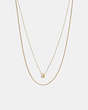 COACH®,DELICATE INTERLOCKING LAYERED NECKLACE,Metal,Gold,Front View