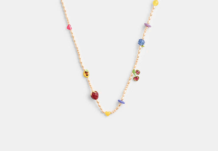 COACH®,FRUIT CHARM NECKLACE,Metal,Gold/Multi,Front View