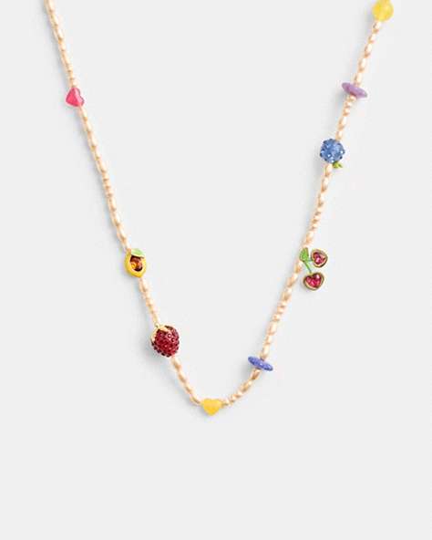 COACH®,FRUIT CHARM NECKLACE,Metal,Gold/Multi,Front View