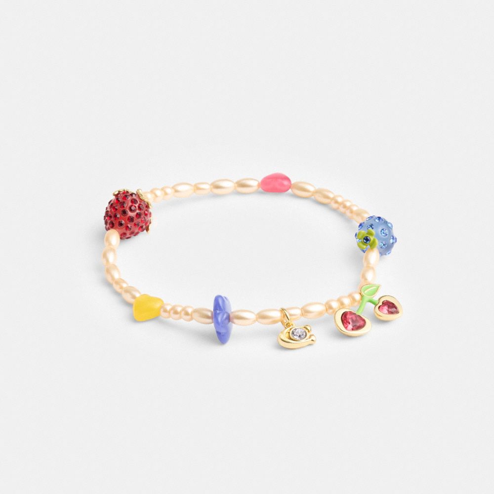 COACH®,FRUIT CHARM BRACELET,Gold/Multi,Front View