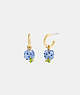 COACH®,BLUEBERRY CHARM HUGGIE EARRINGS,Metal,Gold/Blue,Front View
