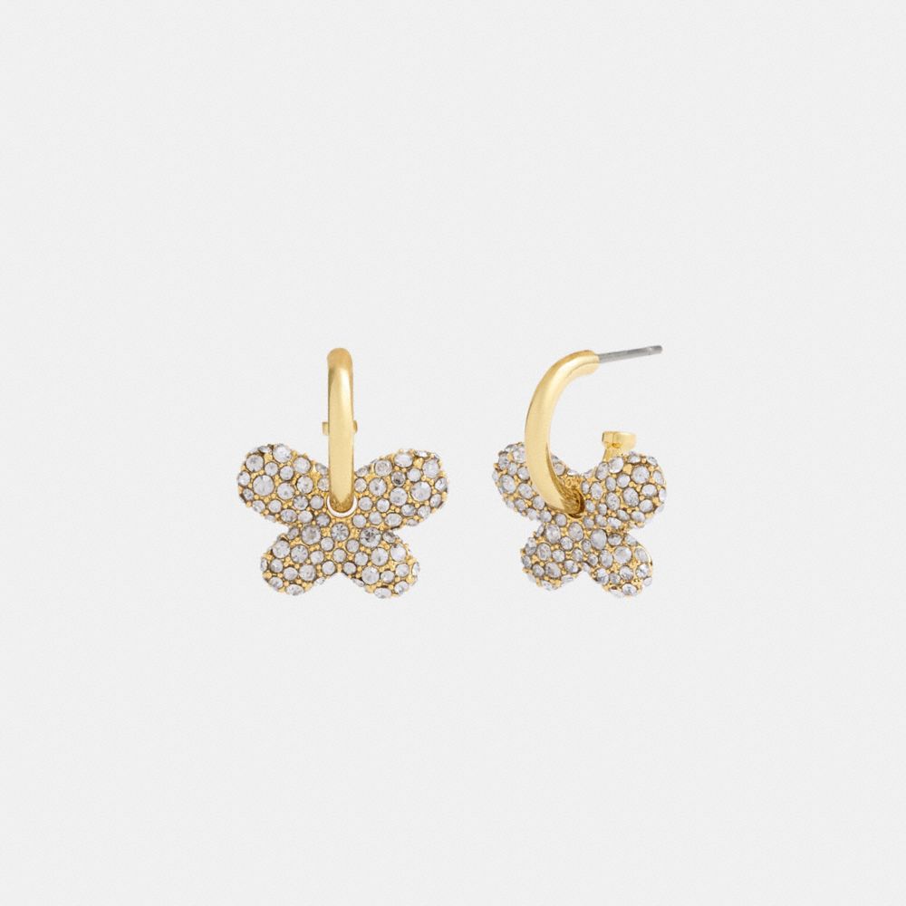 COACH®,PAVÉ BUTTERFLY HUGGIE EARRINGS,Gold/Silver,Front View