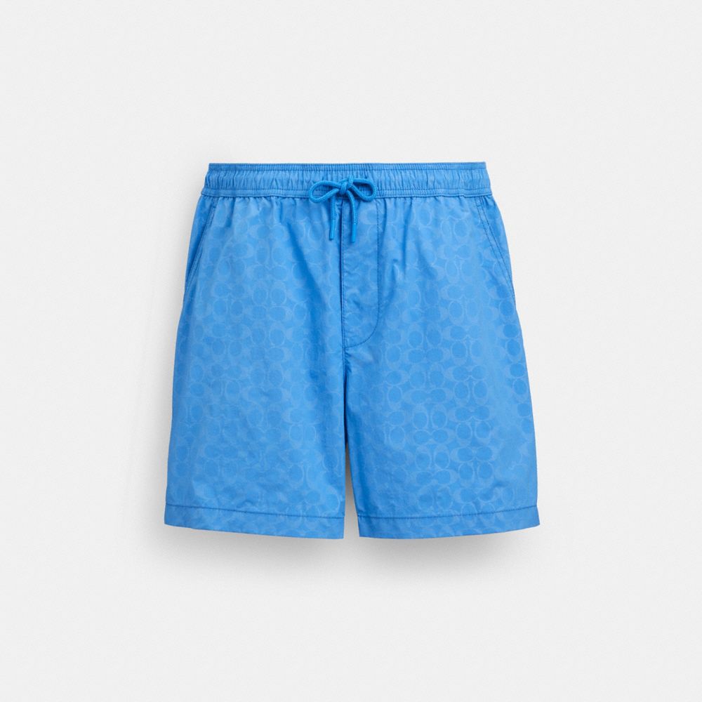 COACH®,MONOCHROME SHORTS IN RECYCLED NYLON,Nylon,Blue,Front View