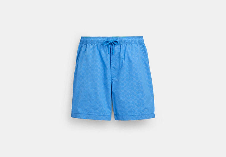 COACH®,MONOCHROME SHORTS IN RECYCLED NYLON,Nylon,Blue,Front View