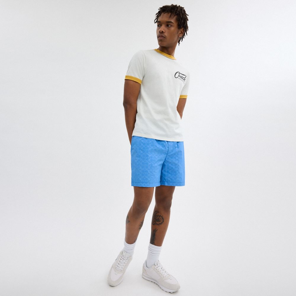 COACH®,MONOCHROME SHORTS IN RECYCLED NYLON,Nylon,Blue,Scale View