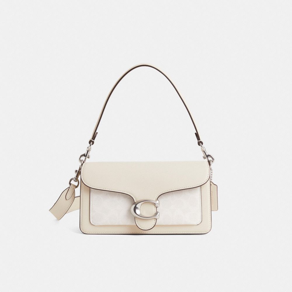 COACH®,Restored Tabby Shoulder Bag 26 In Signature Canvas,Calfskin Leather,Leather,Canvas,Shoulder Bag,Metal,Logo,Color Bl...,,Front View