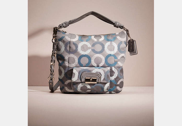 COACH®,RESTORED KRISTIN HOBO,Silver/Teal Multi,Front View