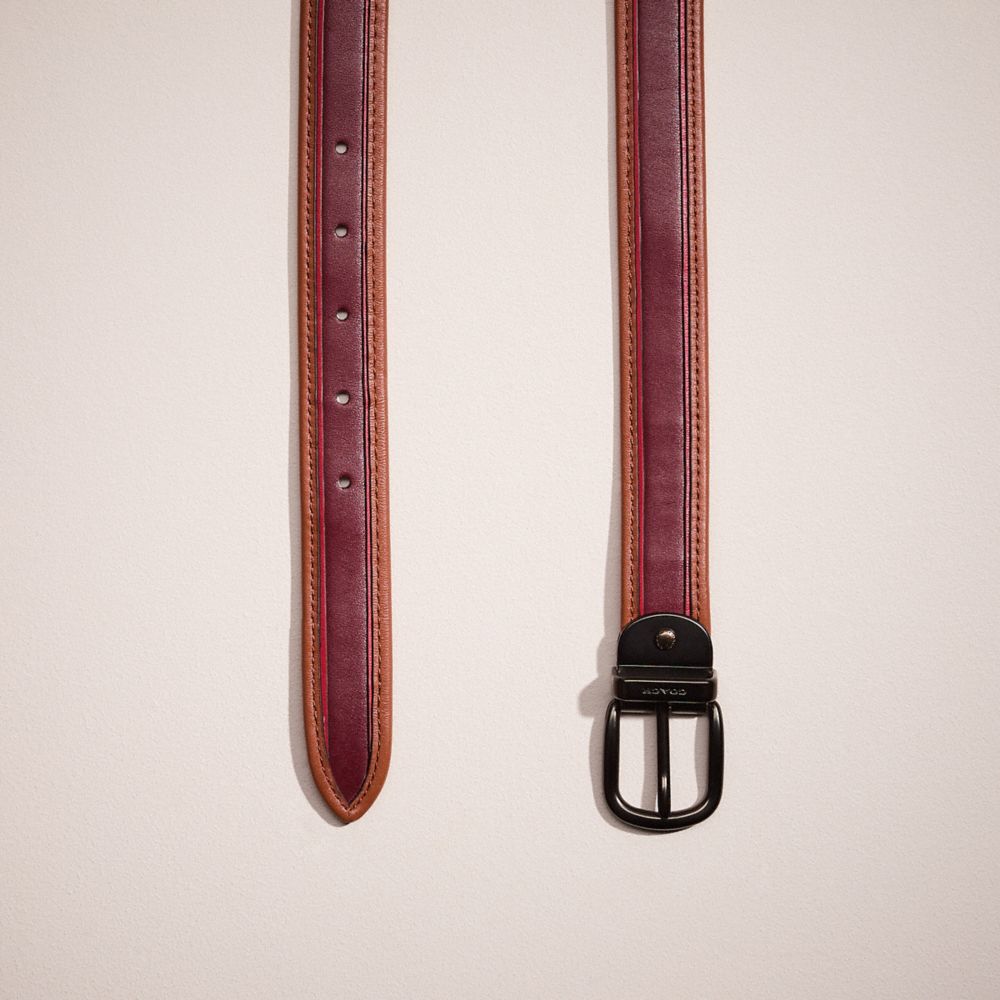 COACH®,Restored Harness Buckle Reversible Belt, 25 Mm,Maroon,Closer View