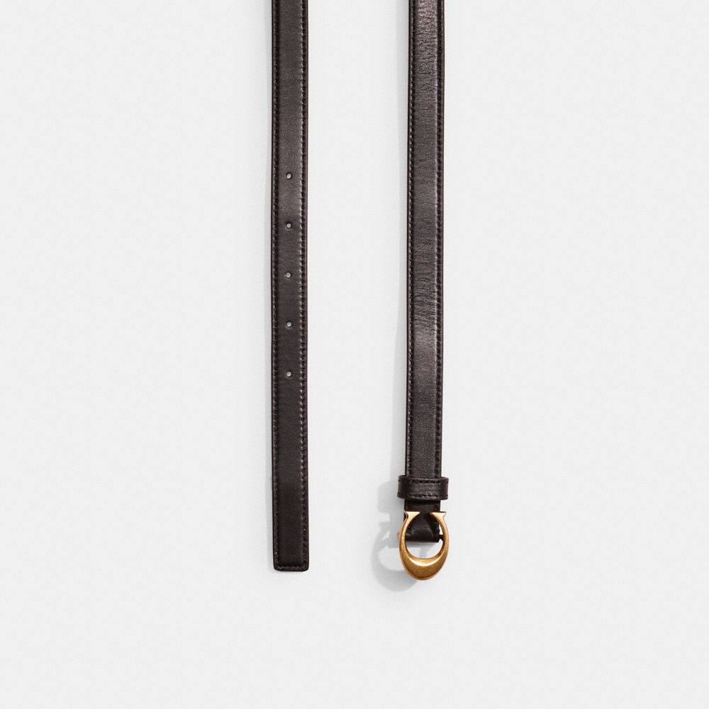 COACH®,Restored Signature Buckle Belt, 18 Mm,Brown,Closer View