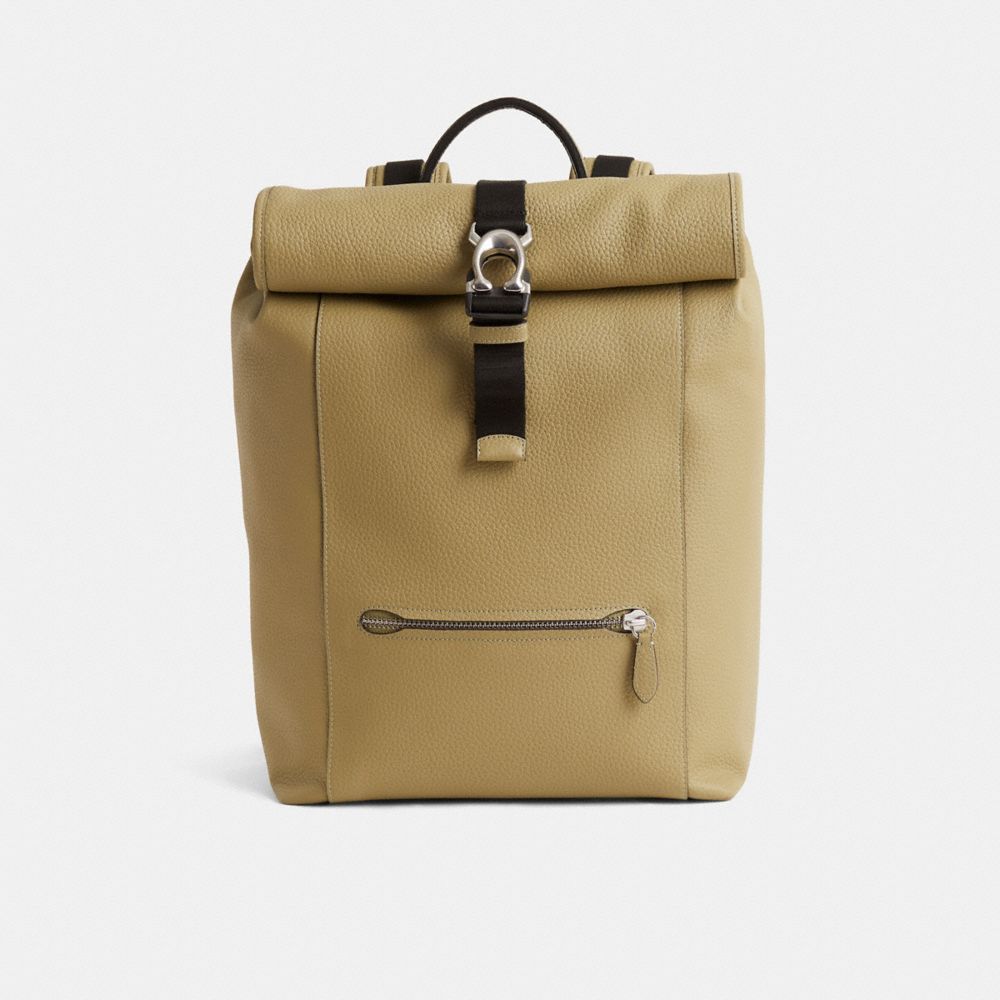 COACH®,Restored Beck Roll Top Backpack,Mesh,Leather,Backpack,Plastic,Color Block,Chest Waist Strap,Breathable,Casual,,Front View