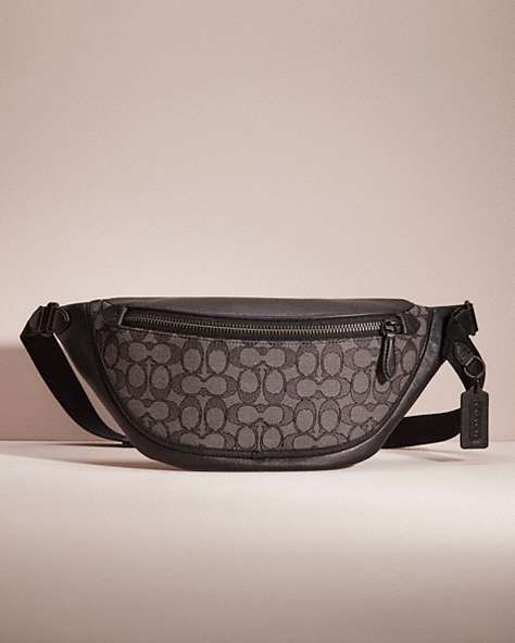 COACH®,RESTORED LEAGUE BELT BAG IN SIGNATURE JACQUARD,Charcoal/Black,Front View