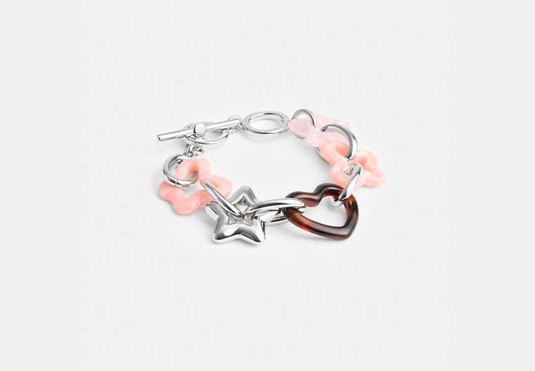 Coach Outlet Heart Butterfly Link Bracelet In Silver/multi