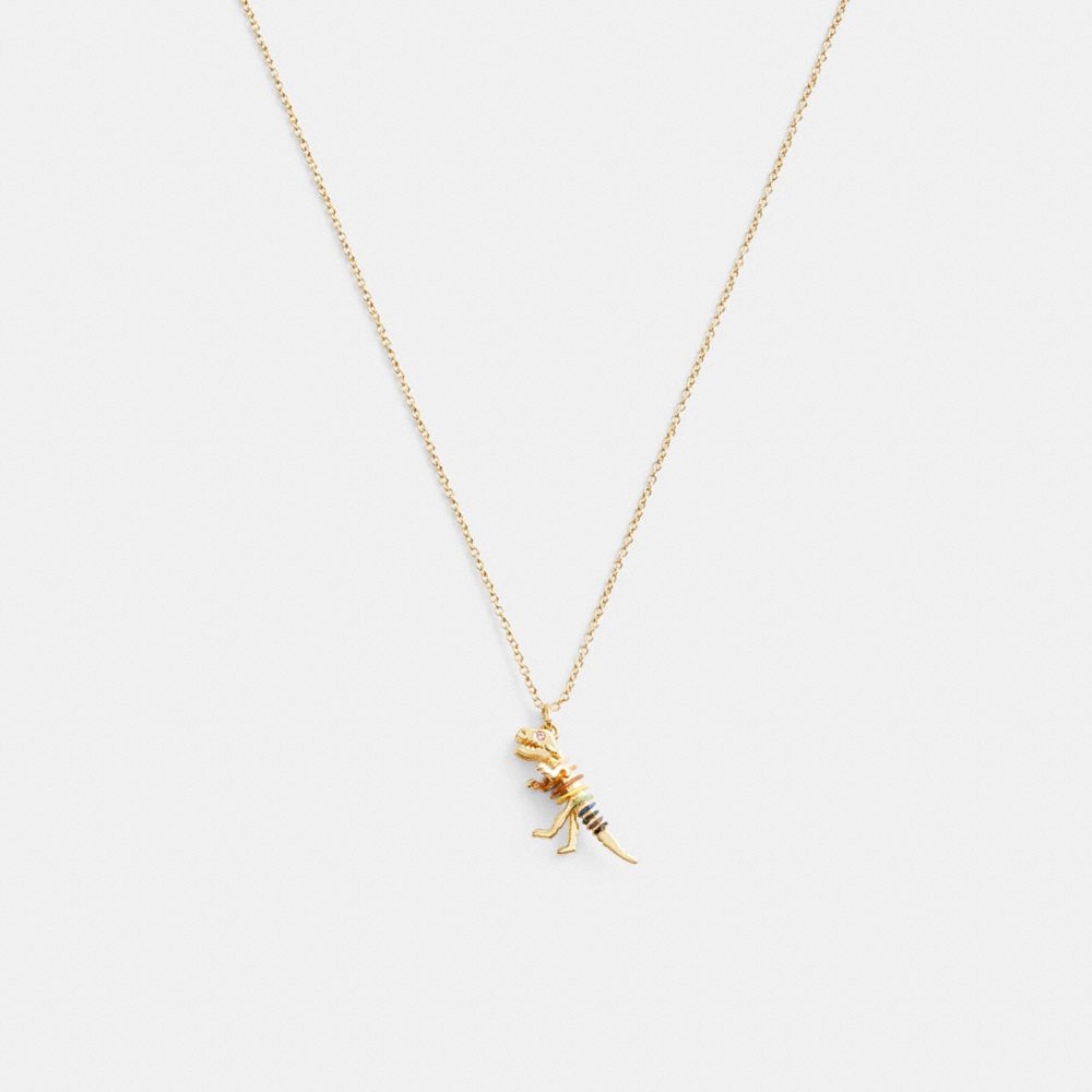 COACH®,SKELETAL REXY PENDANT NECKLACE,Gold/Multi,Front View