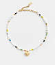 COACH®,SIGNATURE HEART BEADED PEARL CHOKER NECKLACE,Gold/Multi,Front View