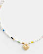 COACH®,SIGNATURE HEART BEADED PEARL CHOKER NECKLACE,Gold/Multi,Inside View,Top View