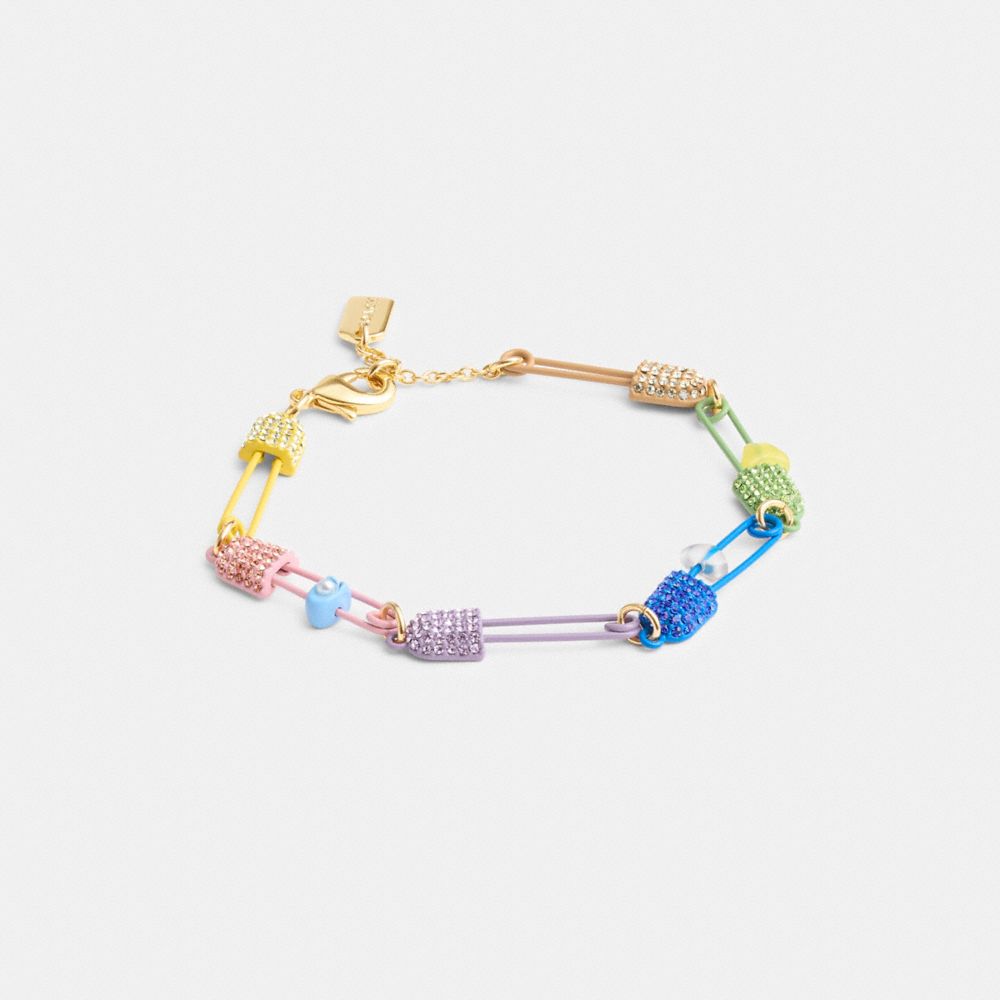 Safety Pin Charm Link Bracelet