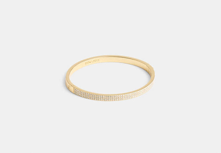 COACH®,PAVÉ HINGED BANGLE,Brass,Gold,Front View image number 0