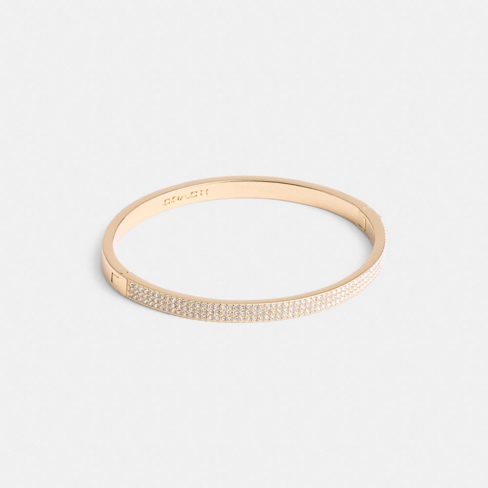 COACH®,PAVÉ HINGED BANGLE,Brass,Rose Gold,Front View
