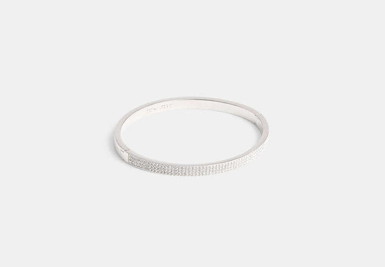COACH®,PAVÉ HINGED BANGLE,Brass,Silver,Front View