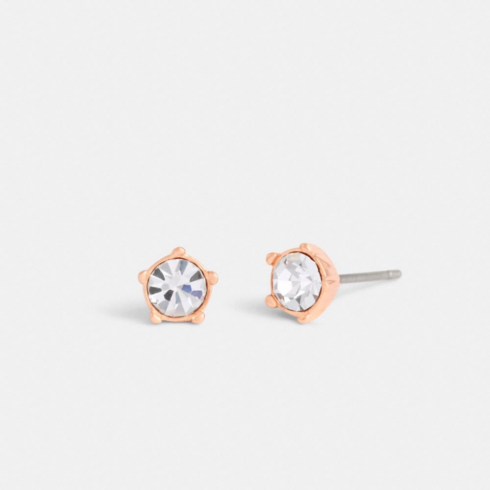 COACH®,HALO TEA ROSE STUD EARRINGS,Brass,Rose Gold,Inside View,Top View