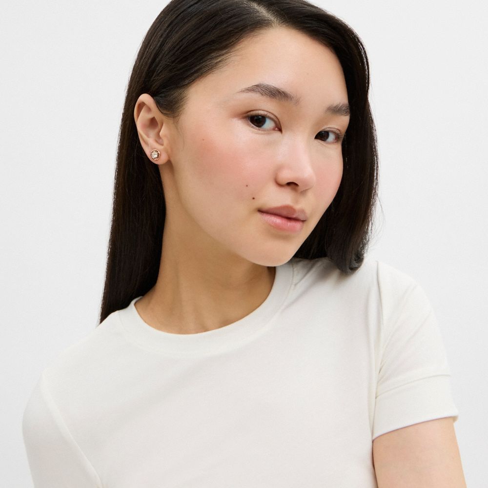Coach Halo Tea Rose Stud Earrings — фото 3
