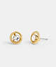 COACH®,HALO ROUND STUD EARRINGS,Brass,Gold,Front View