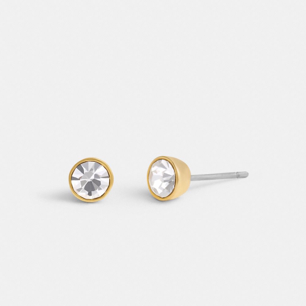 COACH®,HALO ROUND STUD EARRINGS,Brass,Gold,Inside View,Top View