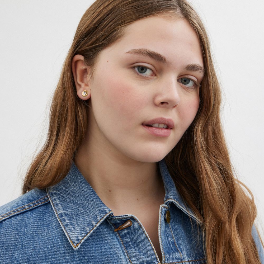 Coach Halo Round Stud Earrings — фото 3