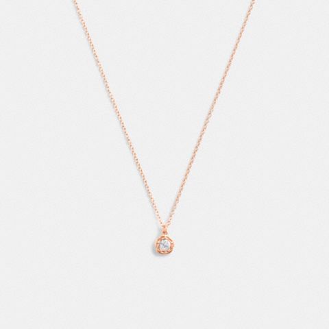 Coach Halo Tea Rose Pendant Necklace