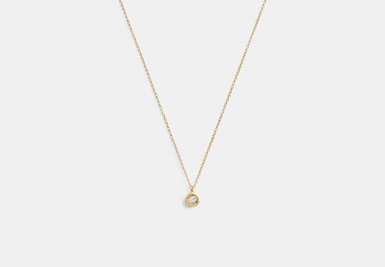 COACH®,HALO ROUND PENDANT NECKLACE,Brass,Gold,Front View