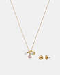 COACH®,GARDEN CHARMS PENDANT NECKLACE AND EARRINGS SET,Gold/Multi,Inside View,Top View