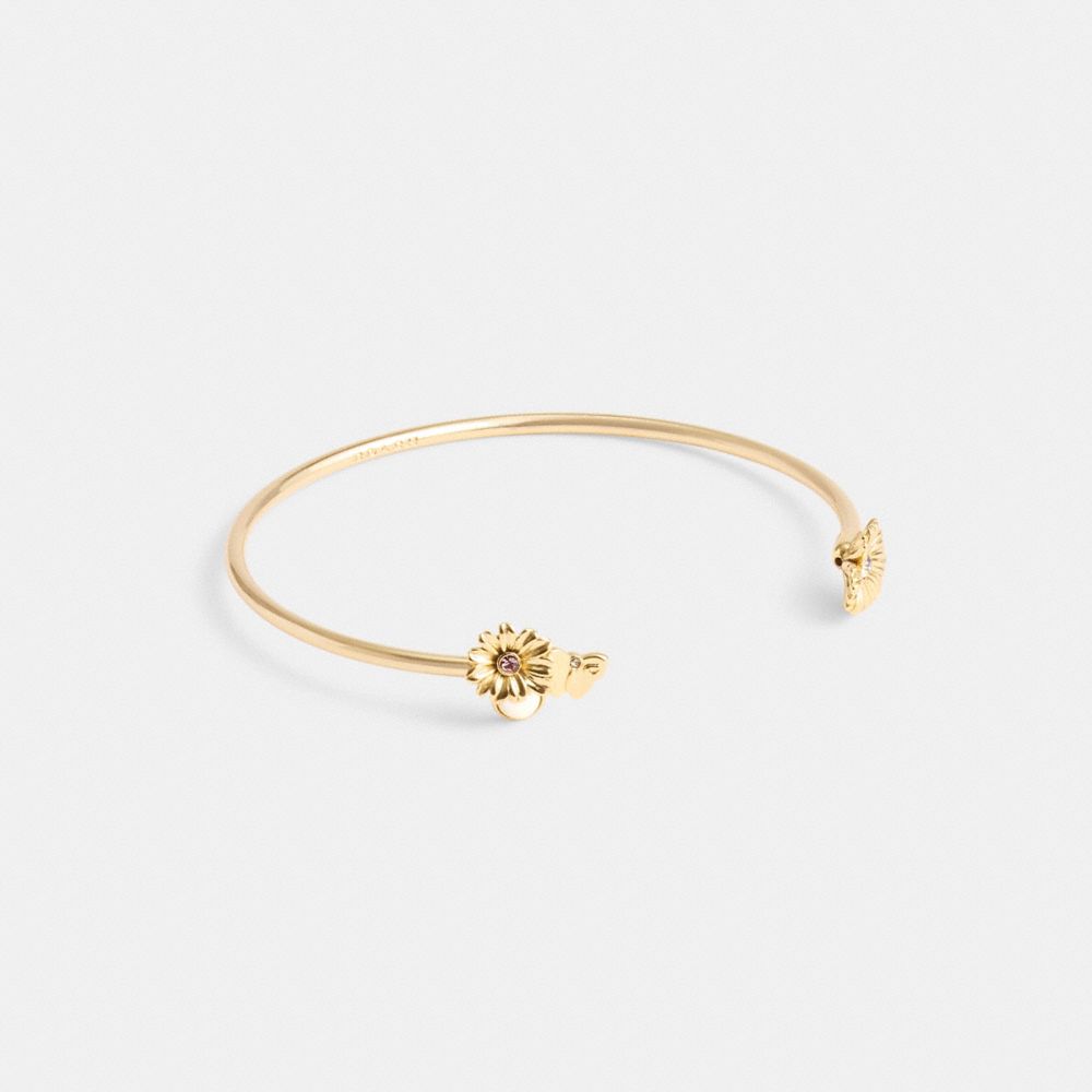 COACH®,GARDEN CHARMS CUFF BRACELET,Gold,Front View